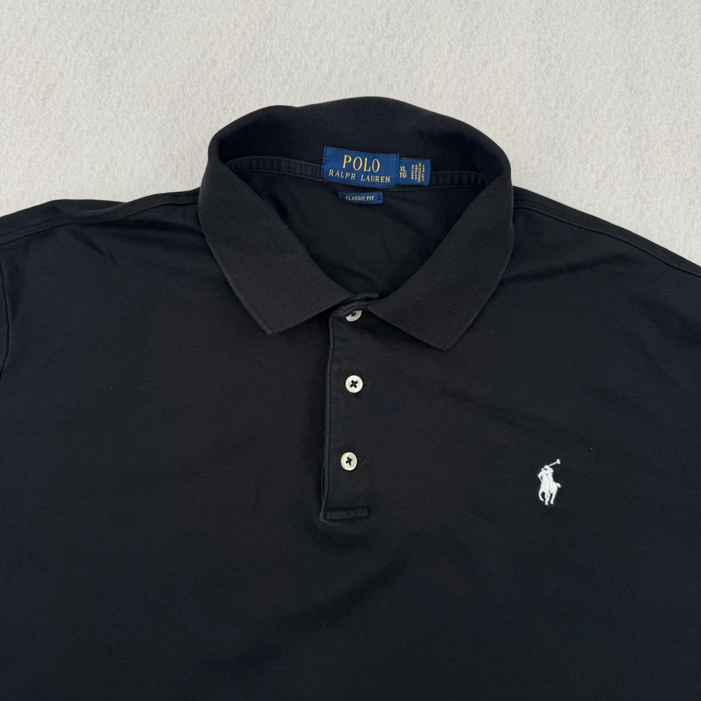 Polo Ralph Lauren Mens XL Classic Fit Black Short Sleeve Soft Cotton Polo Shirt